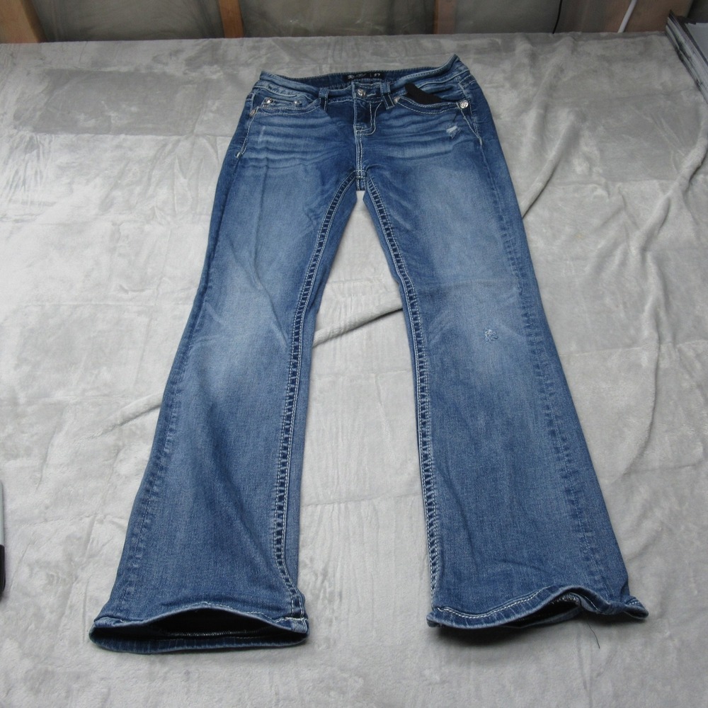 Miss Me Jeans Womens 27x28 Dark Wash Denim Embellished Fade  Mid‎ Rise Bootcut